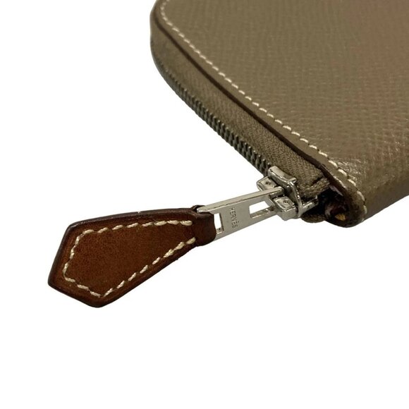 Auth HERMES Azap Compact Mini Silkin - Etoupe Veau Epsom D Coin Case - Picture 9 of 11